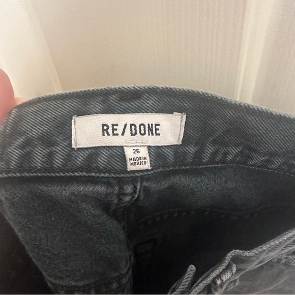 RE/DONE High Rise Loose Distressed Washed Black Denim Jeans Size 26 - Picture 5 of 6